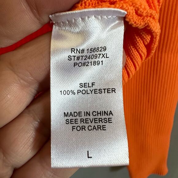 Women's White Birch Bright Orange Cropped LS Sweater Casual Collared Polo Sz L - Picture 6 of 7